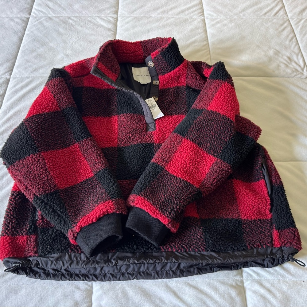 American Eagle Outfitters Red and Black Plaid Jacket